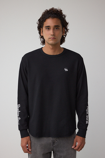 袖刺繍ワッフルトップス 詳細画像