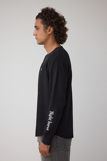 袖刺繍ワッフルトップス 詳細画像