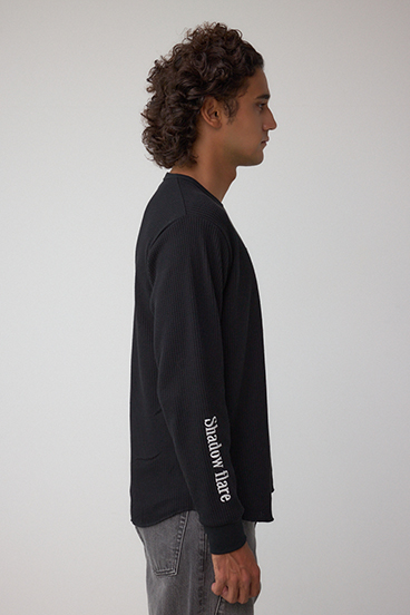 袖刺繍ワッフルトップス 詳細画像