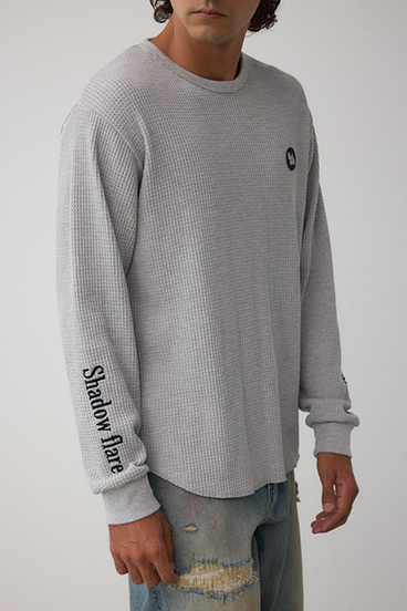 袖刺繍ワッフルトップス