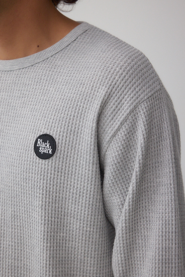 袖刺繍ワッフルトップス 詳細画像