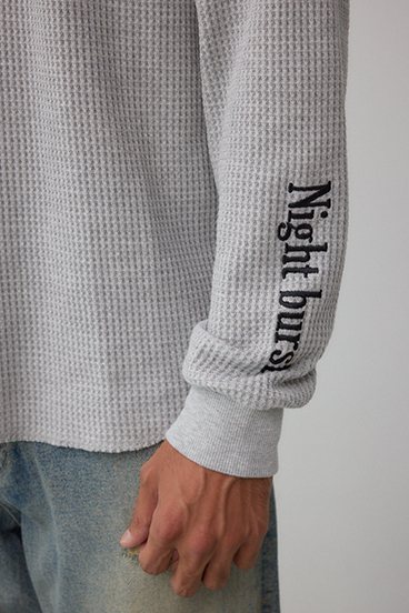 袖刺繍ワッフルトップス 詳細画像