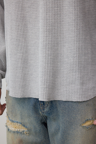 袖刺繍ワッフルトップス 詳細画像