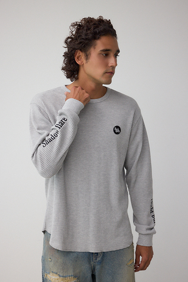 袖刺繍ワッフルトップス 詳細画像