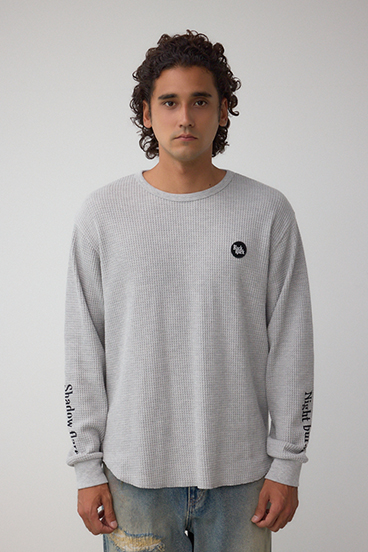 袖刺繍ワッフルトップス 詳細画像