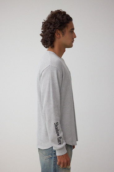 袖刺繍ワッフルトップス 詳細画像