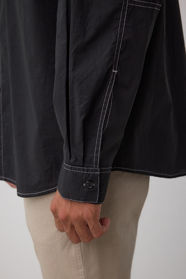 配色ステッチ長袖シャツ 詳細画像