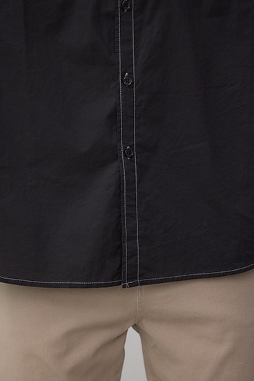 配色ステッチ長袖シャツ 詳細画像