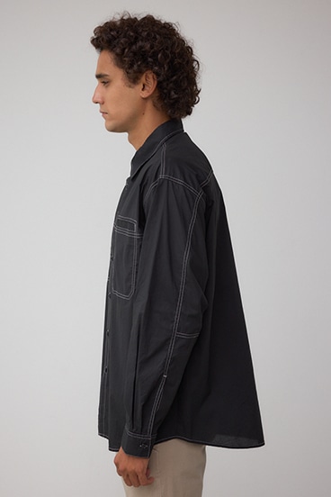 配色ステッチ長袖シャツ 詳細画像