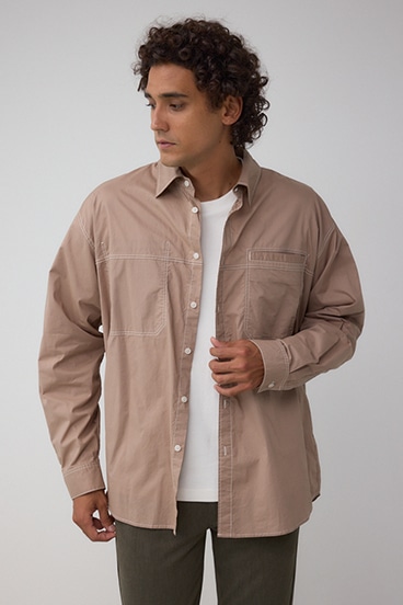 配色ステッチ長袖シャツ 詳細画像