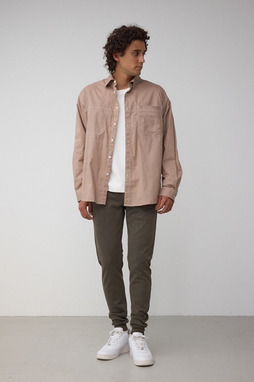 配色ステッチ長袖シャツ 詳細画像