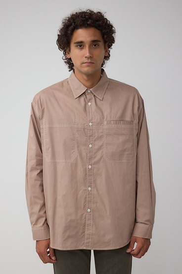 配色ステッチ長袖シャツ 詳細画像