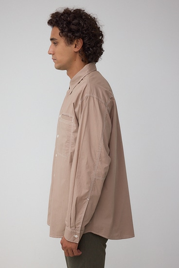 配色ステッチ長袖シャツ 詳細画像