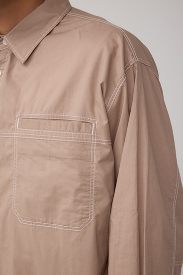 配色ステッチ長袖シャツ 詳細画像