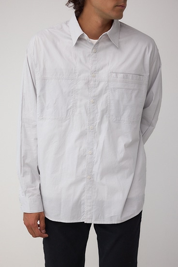 配色ステッチ長袖シャツ