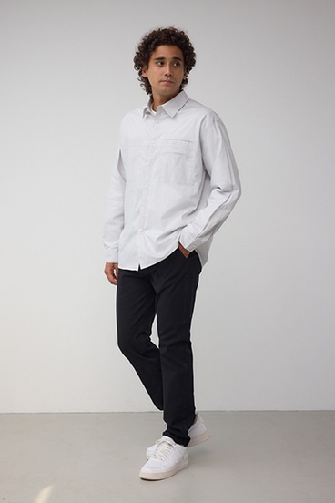 配色ステッチ長袖シャツ 詳細画像