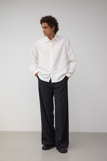 ペンシルストライプワイドパンツ 詳細画像