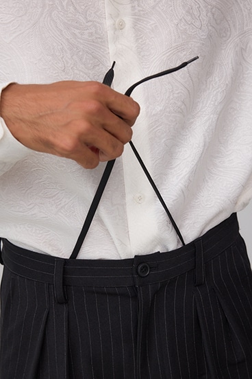 ペンシルストライプワイドパンツ 詳細画像