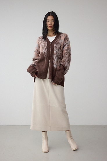 起毛総柄カーディガン 詳細画像