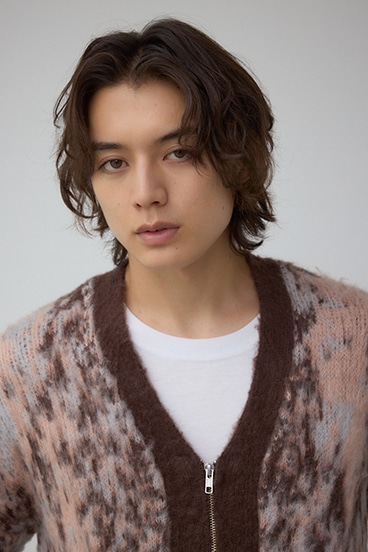 起毛総柄カーディガン 詳細画像