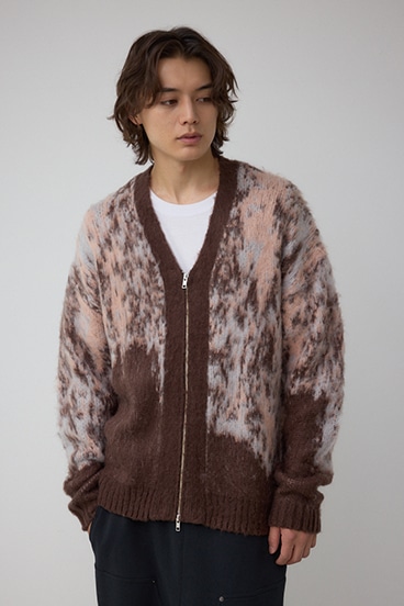 起毛総柄カーディガン 詳細画像