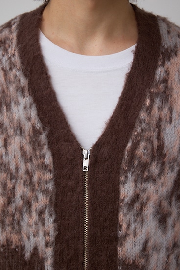 起毛総柄カーディガン 詳細画像