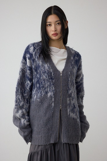 起毛総柄カーディガン