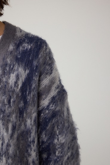 起毛総柄カーディガン 詳細画像