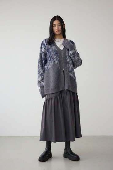 起毛総柄カーディガン 詳細画像