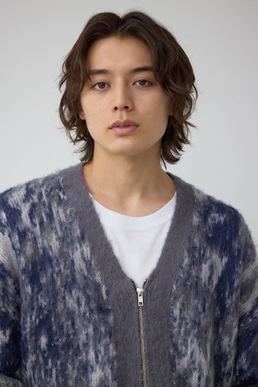 起毛総柄カーディガン 詳細画像