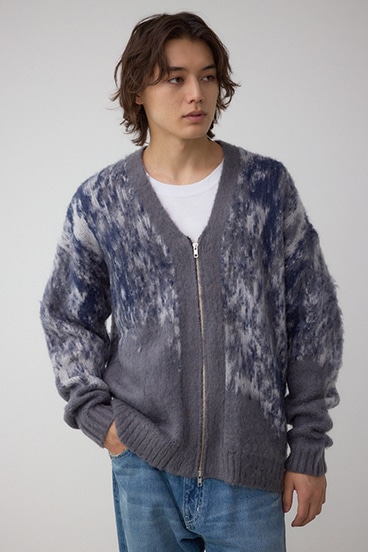 起毛総柄カーディガン 詳細画像