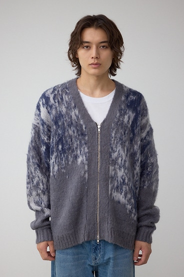 起毛総柄カーディガン 詳細画像