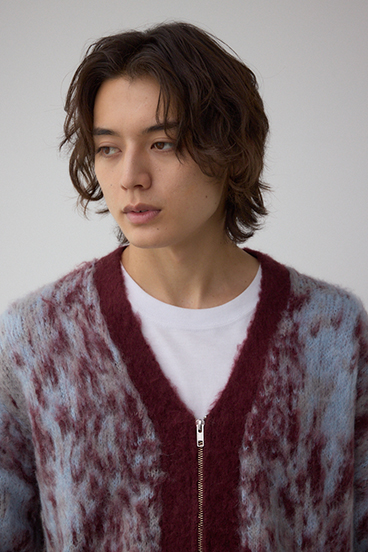 起毛総柄カーディガン