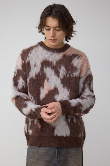 起毛総柄ニット 詳細画像