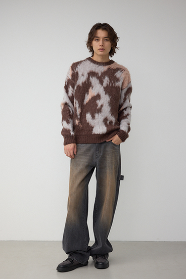 起毛総柄ニット 詳細画像