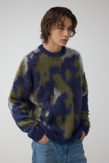 起毛総柄ニット 詳細画像