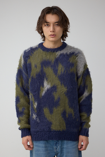 起毛総柄ニット 詳細画像