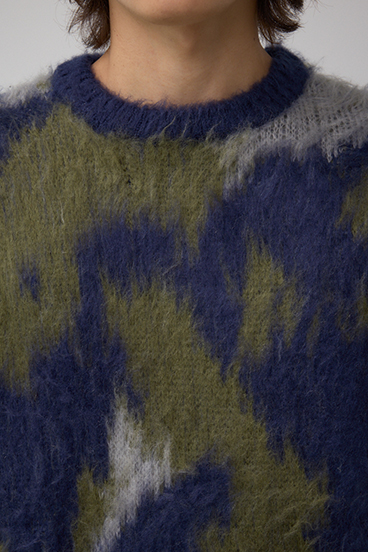 起毛総柄ニット 詳細画像