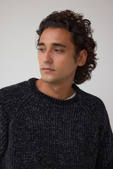 ベロアモールラメ入りニットトップス