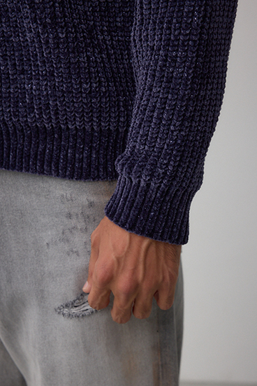 ベロアモールラメ入りニットトップス 詳細画像