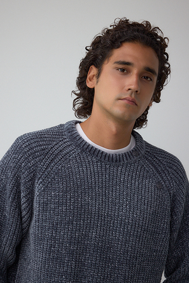 ベロアモールラメ入りニットトップス