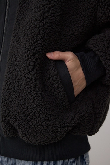 シープボア×スウェット切替防風ブルゾン 詳細画像