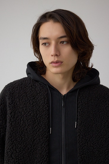 シープボア×スウェット切替防風ブルゾン