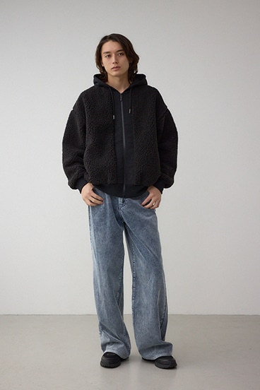 シープボア×スウェット切替防風ブルゾン 詳細画像