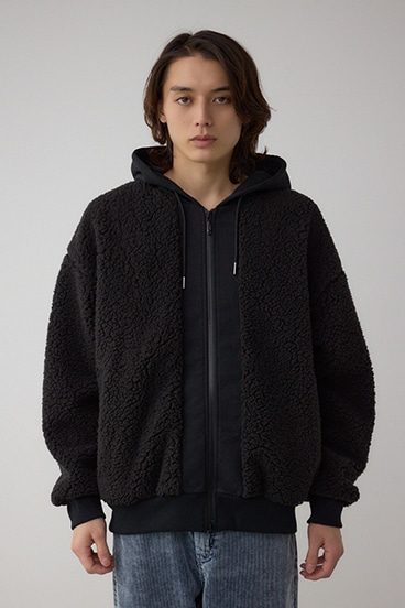 シープボア×スウェット切替防風ブルゾン 詳細画像