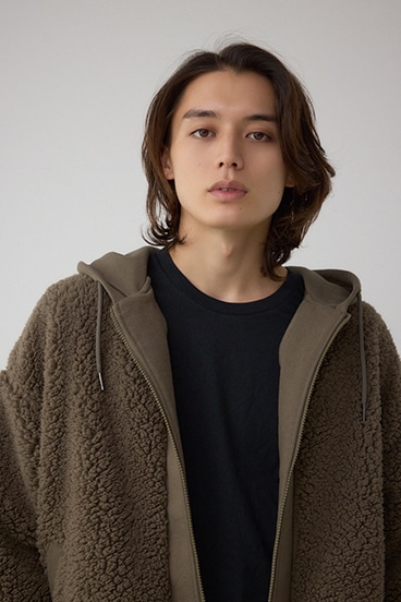 シープボア×スウェット切替防風ブルゾン