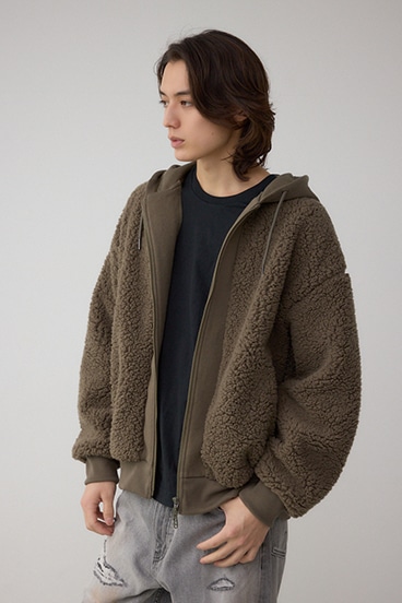 シープボア×スウェット切替防風ブルゾン 詳細画像