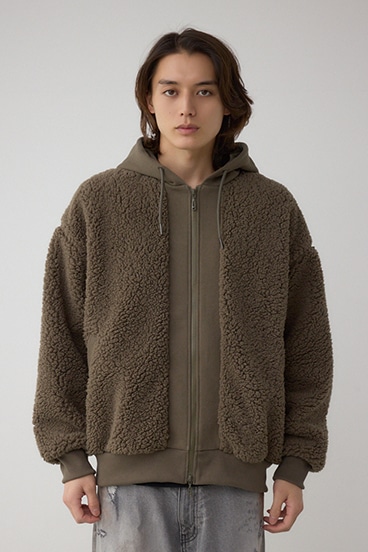 シープボア×スウェット切替防風ブルゾン 詳細画像