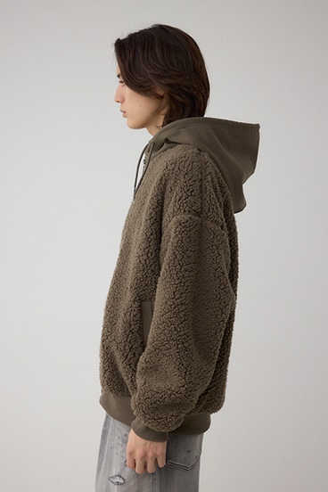 シープボア×スウェット切替防風ブルゾン 詳細画像