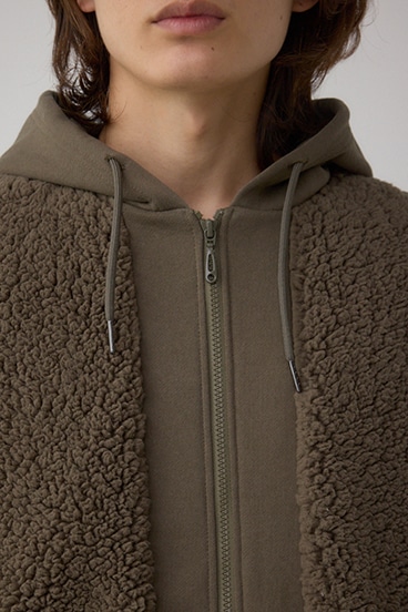 シープボア×スウェット切替防風ブルゾン 詳細画像